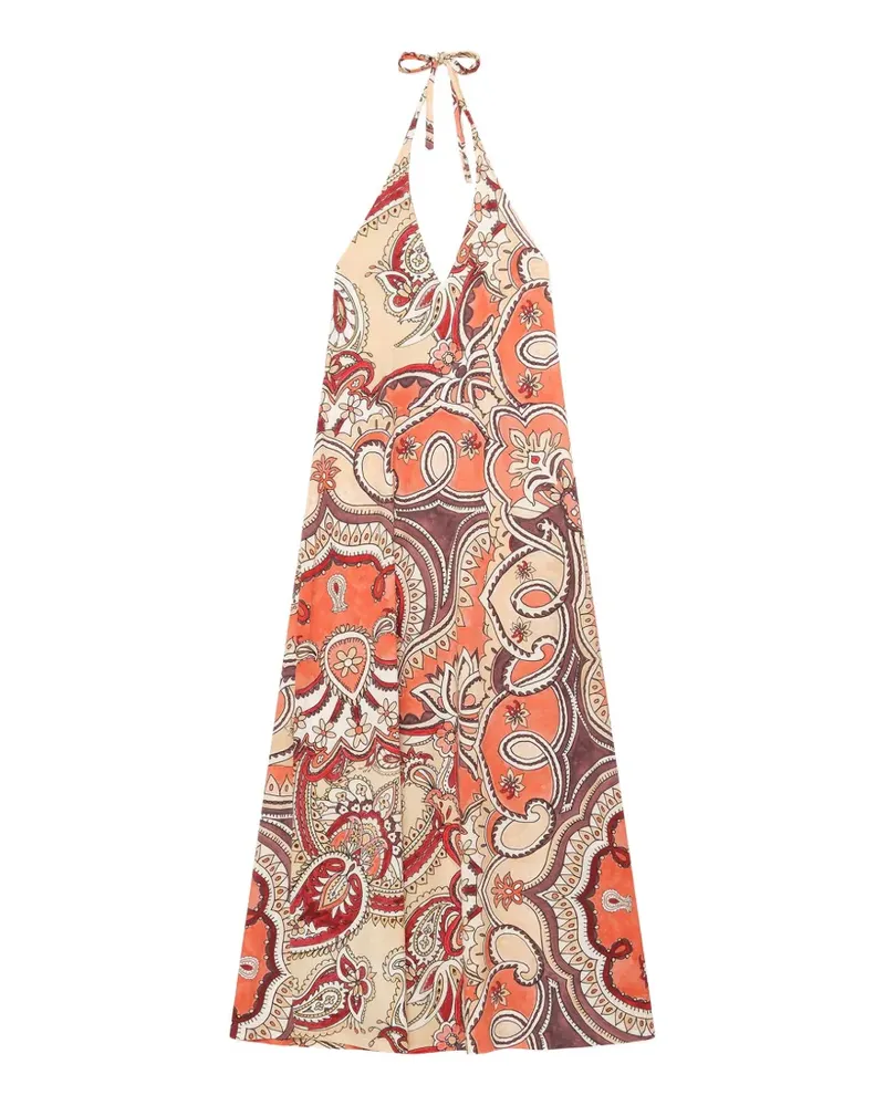 Maliparmi Hippie Lotus paisley-print halterneck dress - Orange Orange