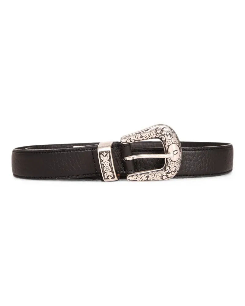 Orciani engraved-buckle leather belt - Schwarz Schwarz
