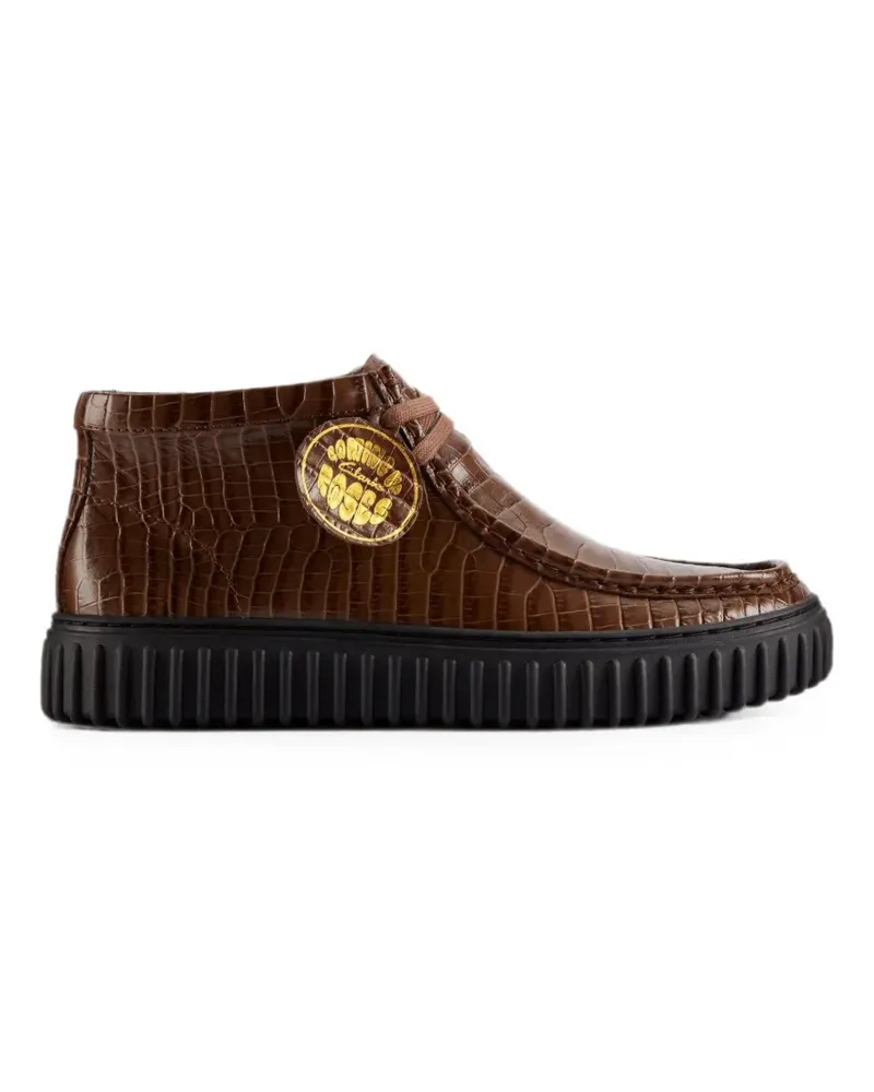 Clarks x Martine Rose Torhill Hi croc-effect leather boots - Braun Braun
