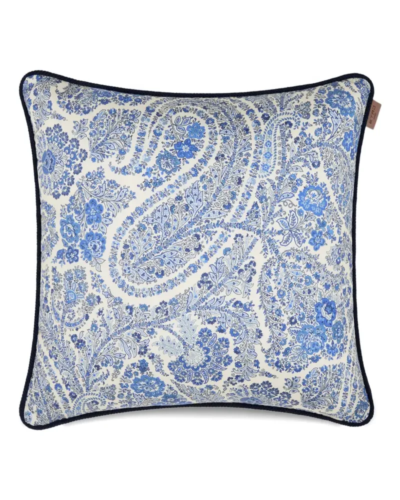 Etro paisley stripe print cushion - Weiß Weiß