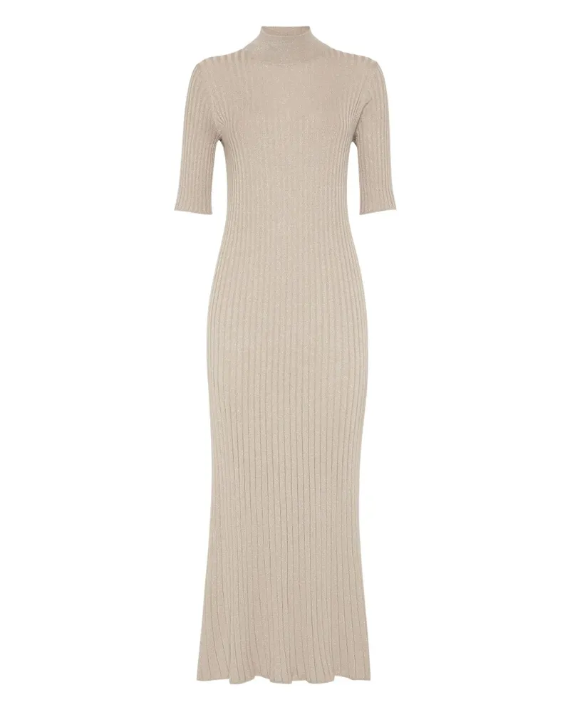 Brunello Cucinelli Midikleid mit Stehkragen - Nude Nude