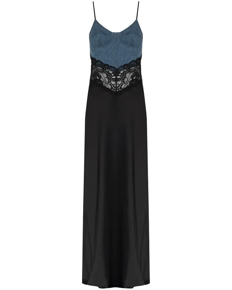 Blumarine Abendkleid mit Satineinsätzen Schwarz