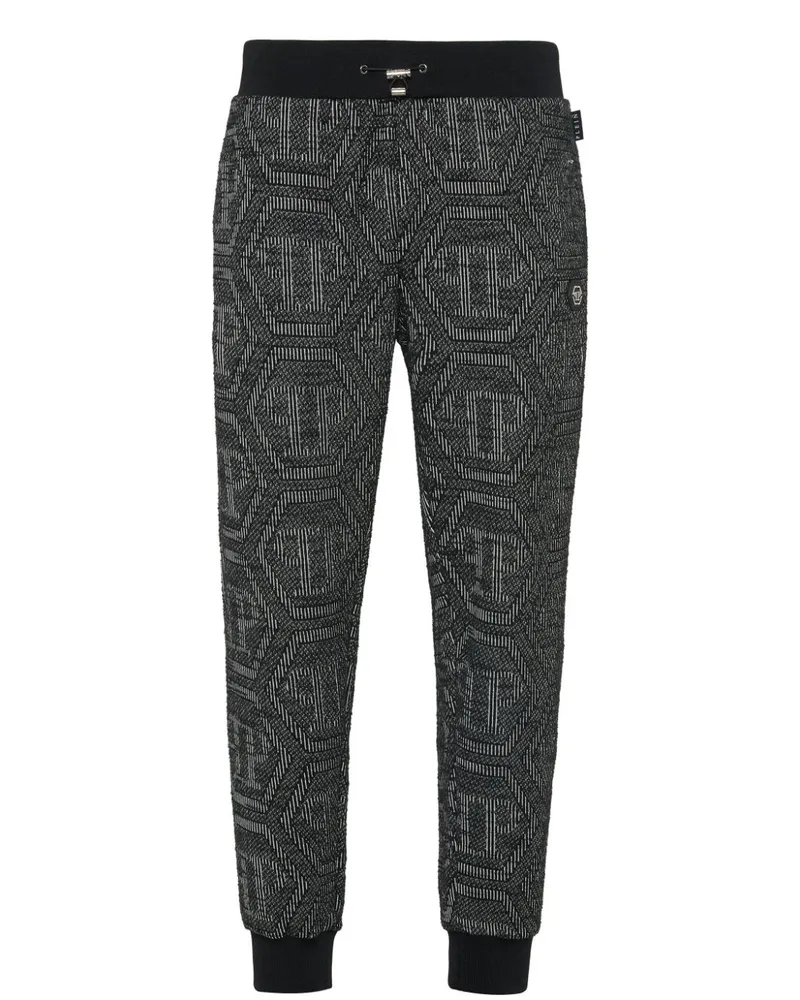 Philipp Plein Jogginghose aus Monogramm-Jacquard - Schwarz Schwarz