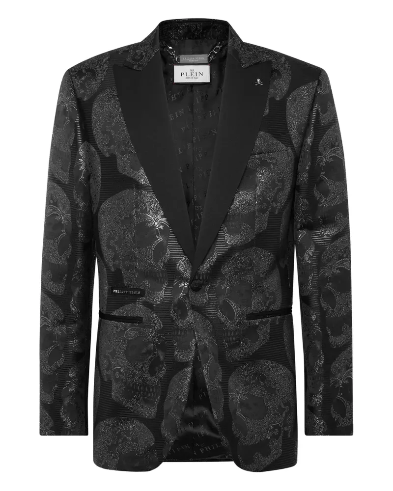 Philipp Plein Jacquard-Sakko mit Totenkopf - Schwarz Schwarz
