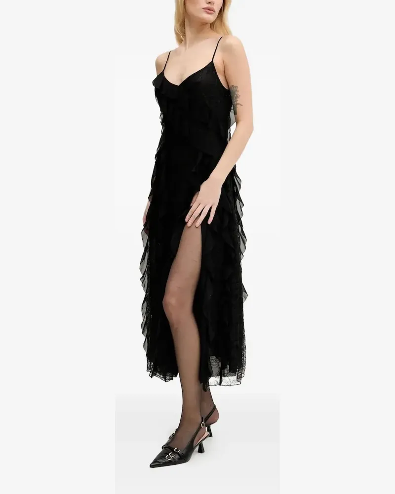 Miss Sixty Gerüschtes Midikleid - Schwarz Schwarz