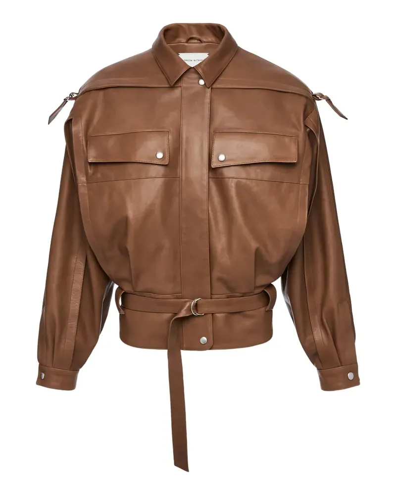 Magda Butrym belted leather jacket - Braun Braun