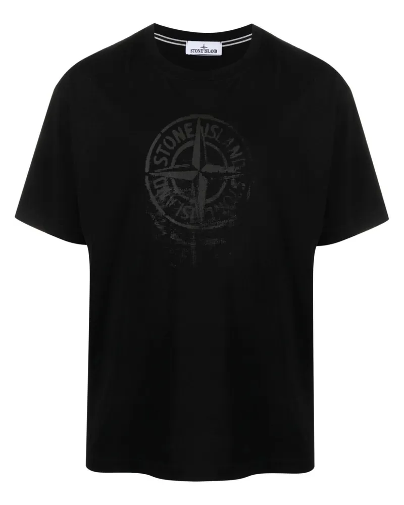 Stone Island T-Shirt mit Kompass-Print - Schwarz Schwarz