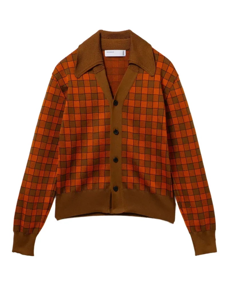 Toga Karierter Cardigan mit V-Ausschnitt - Braun Braun