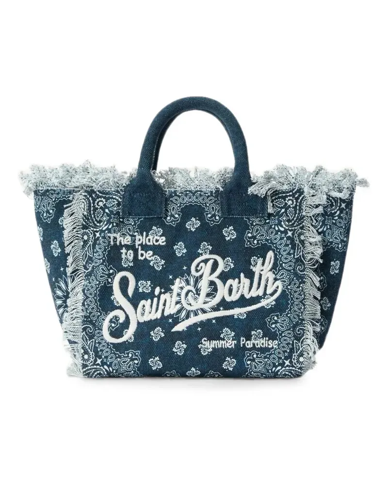 MC2 Saint Barth Colette bandana-print frayed shoulder bag - Blau Blau