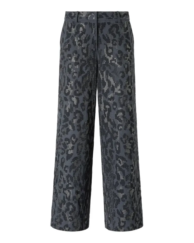 Pinko wide-leg trousers with animal-print and micro-strass - Grau Grau