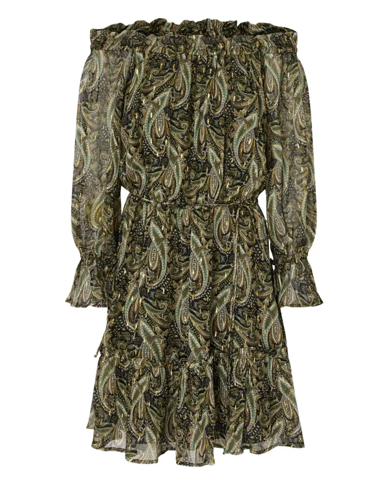 Pinko Schulterfreies Paisley-Midikleid - Grün Grün