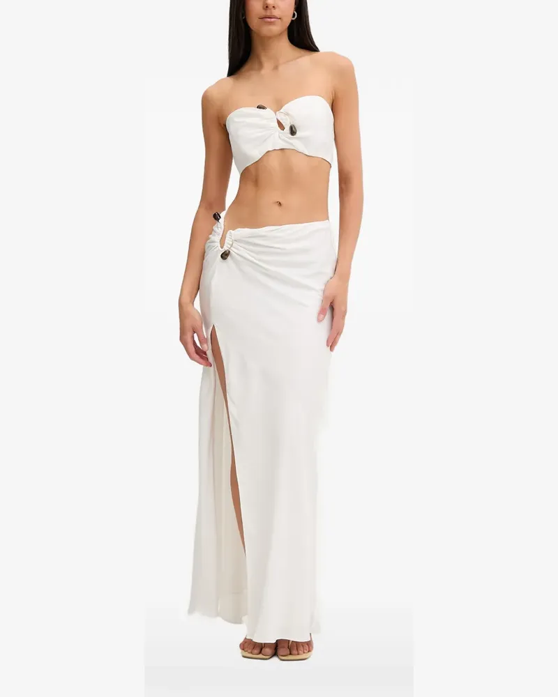 Bardot bead-embellished tie-back top - Weiß Weiß