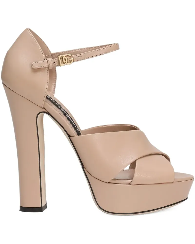 Dolce & Gabbana Sandalen mit gekreuzten Riemen 135mm - Nude Nude