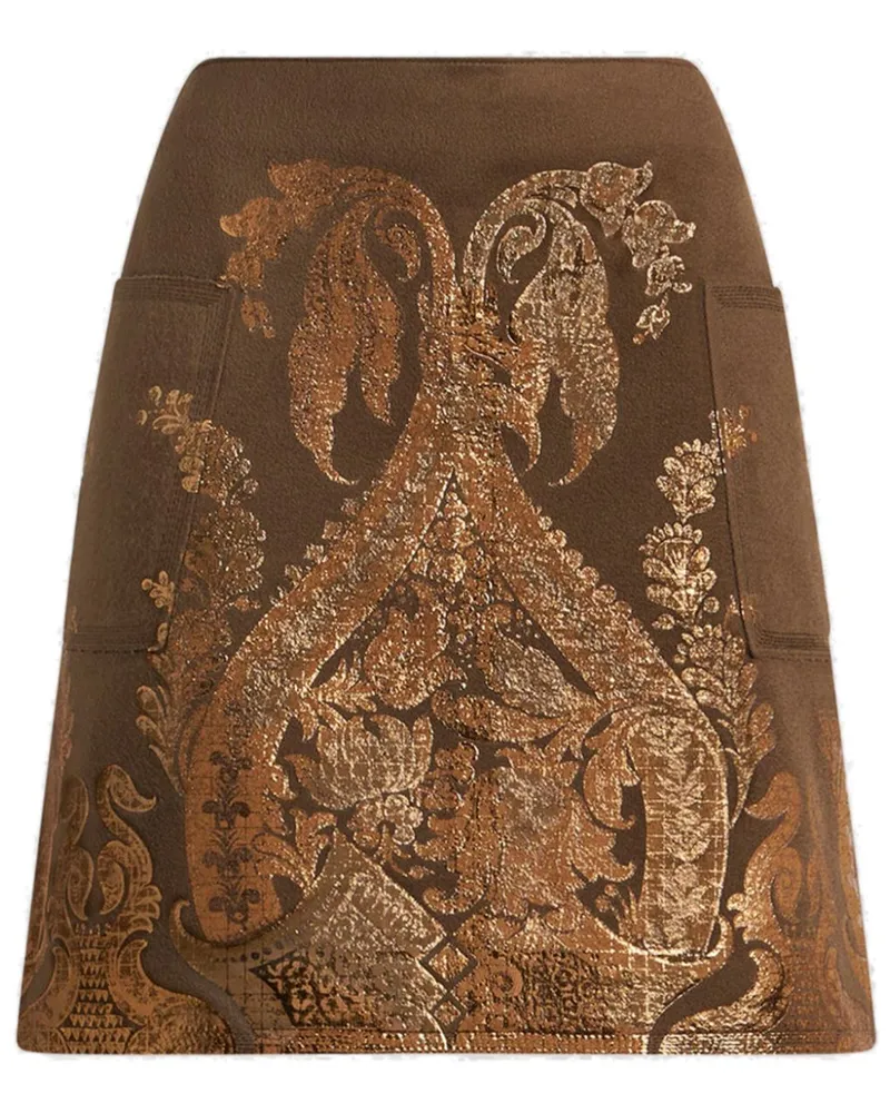 Etro Minirock mit Print im Metallic-Look - Braun Braun