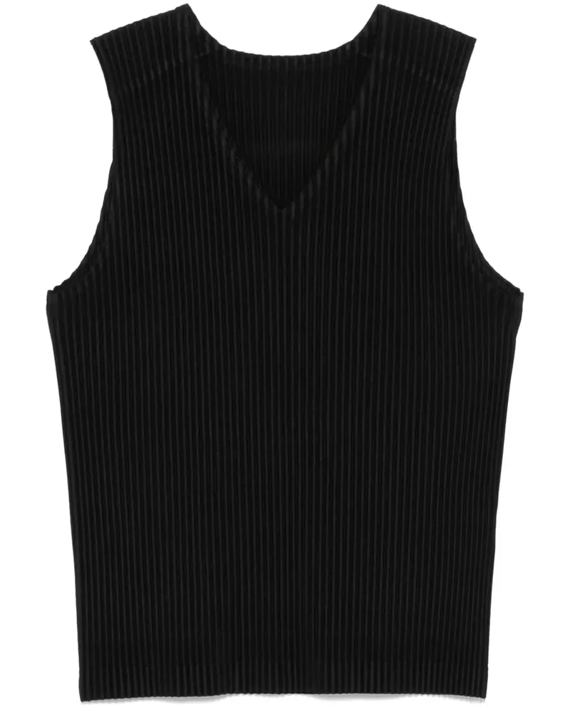 Issey Miyake Top mit Falten - Schwarz Schwarz