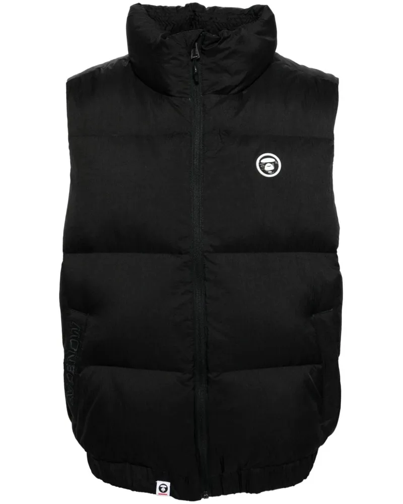 BAPE Daunenweste mit Logo-Patch - Schwarz Schwarz