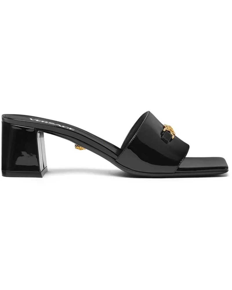 Versace Pantoletten mit Medusa - Schwarz Schwarz