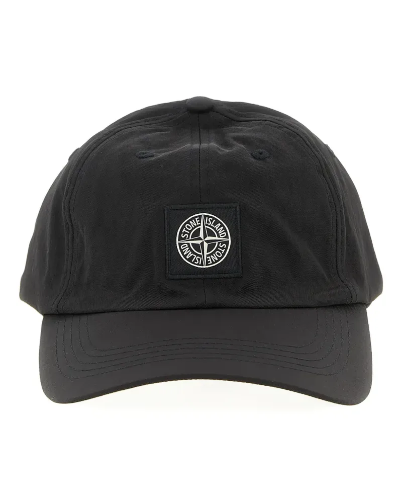 Stone Island logo patch six-panel cap - Schwarz Schwarz