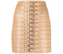 Lederrock mit hohem Bund - Braun