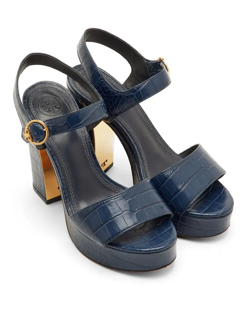 Tory Burch croc-embossed ankle-strap sandals - Blau Blau