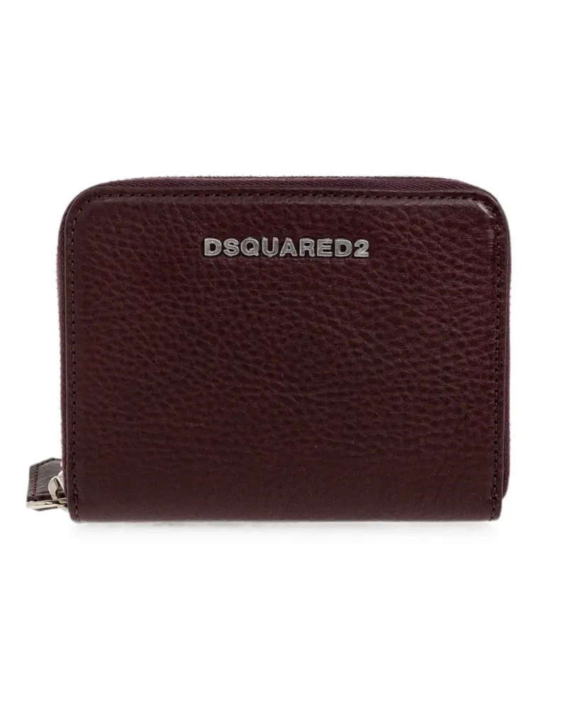 Dsquared2 logo-plaque pebbled-leather wallet - Braun Braun