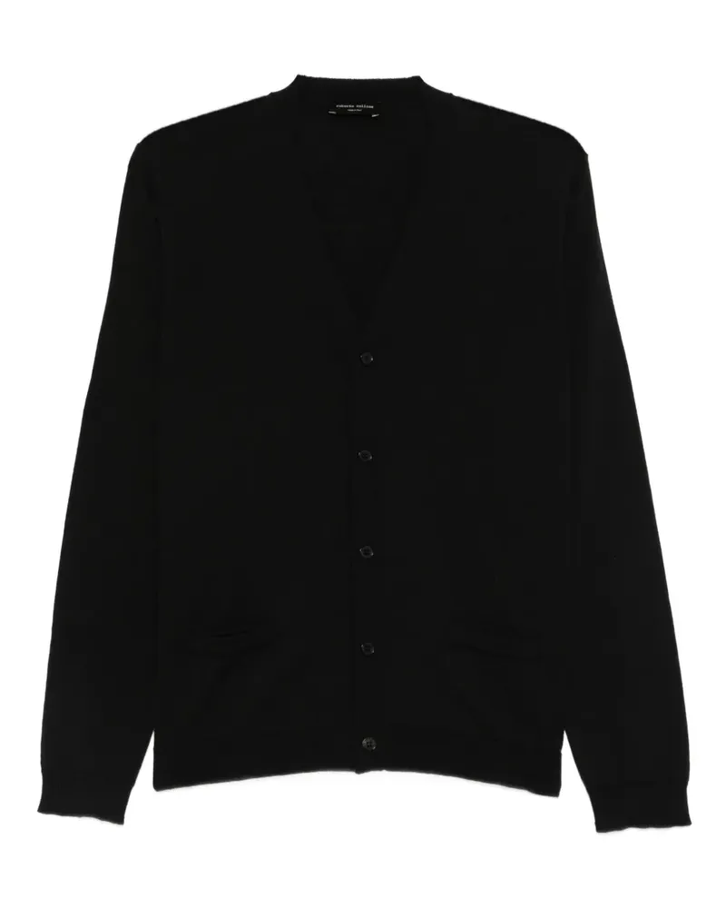 Roberto Collina Fein gestrickter Cardigan - Schwarz Schwarz