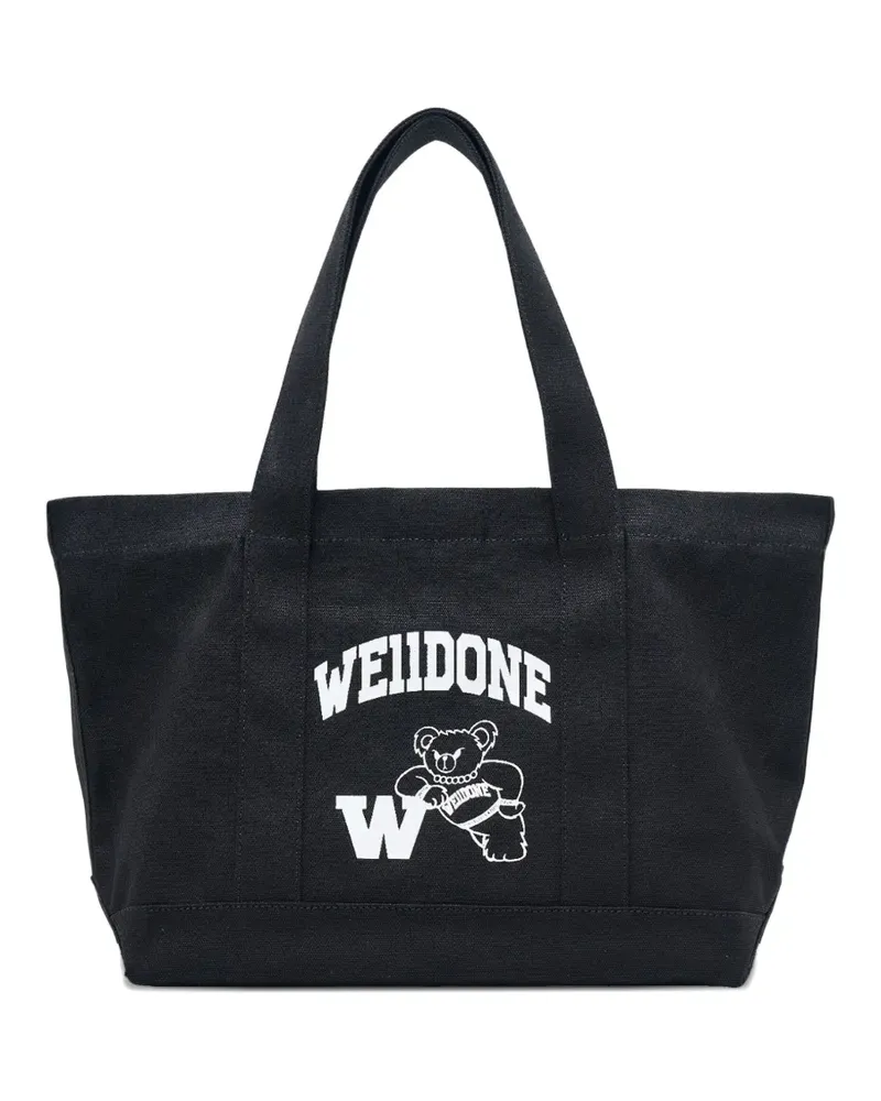WE 11 DONE Varsity canvas tote bag - Schwarz Schwarz