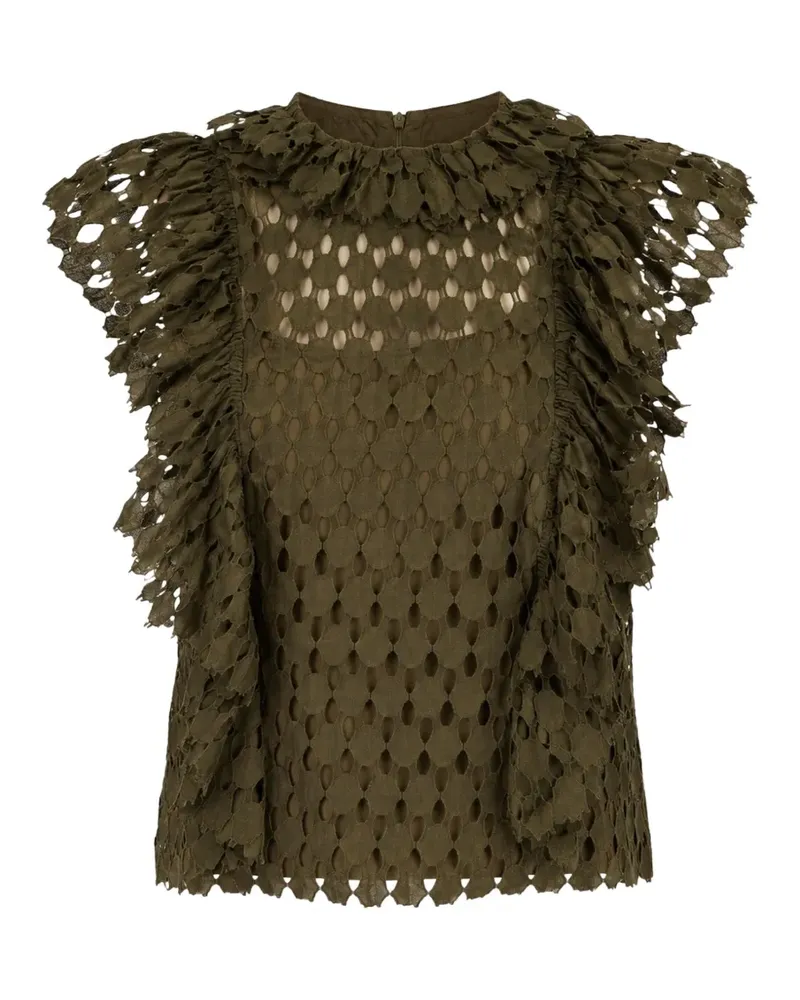 Ulla Johnson Daevy ruffled lace blouse - Grün Grün