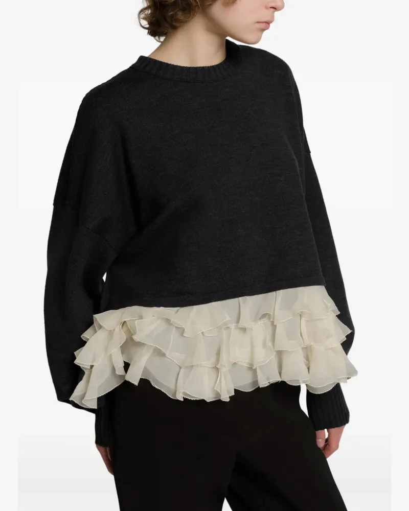 Alberta Ferretti Gerüschter Pullover - Grau Grau