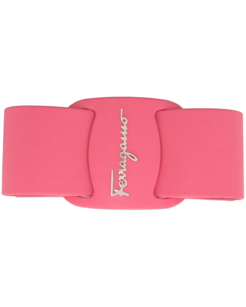 Ferragamo Haarspange aus Leder - Rosa Rosa