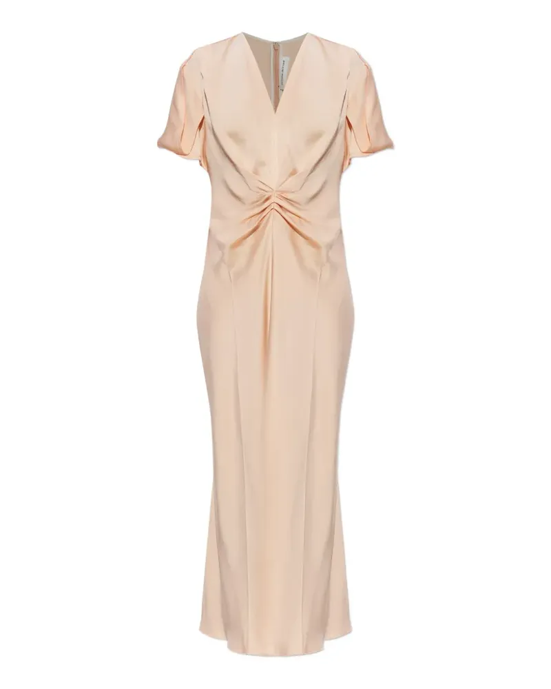 Victoria Beckham draped V-neck midi dress - Nude Nude