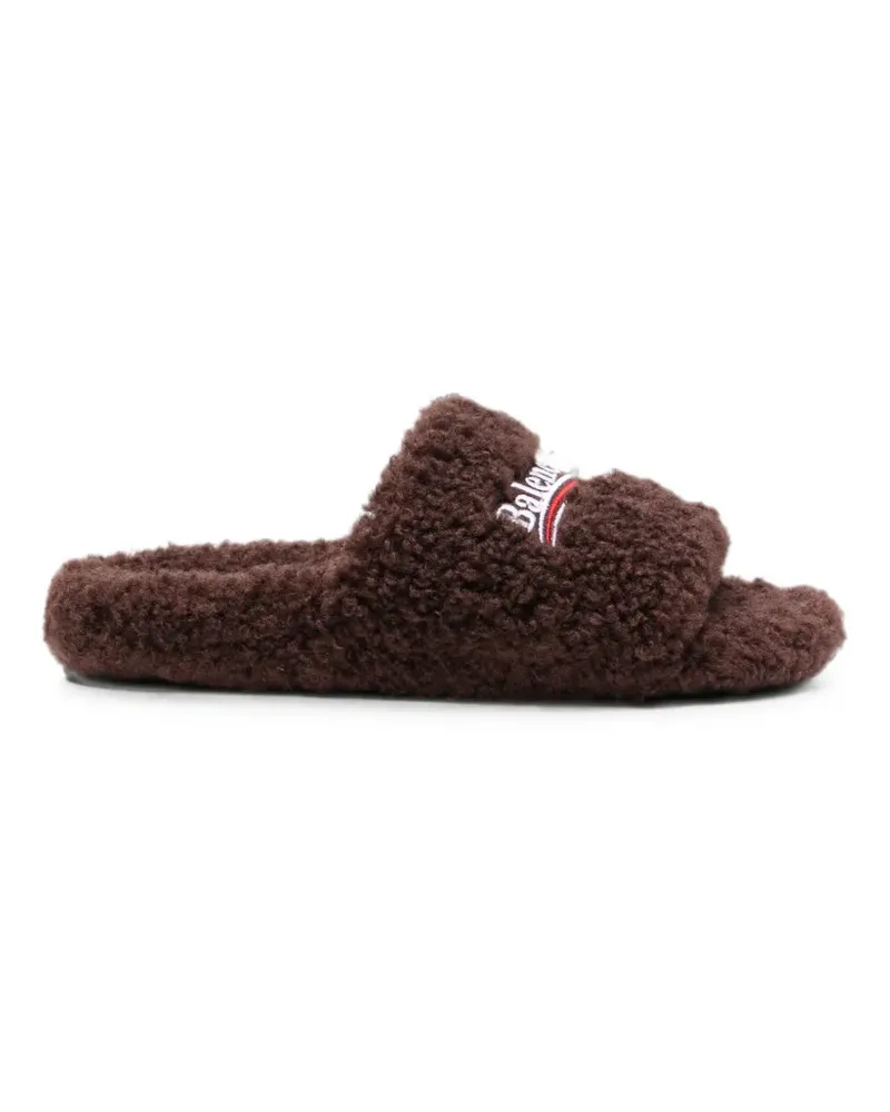 Balenciaga Furry Open Pantoletten - Braun Braun