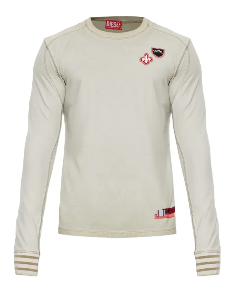 Diesel Langarmshirt mit Patch - Weiß Weiß