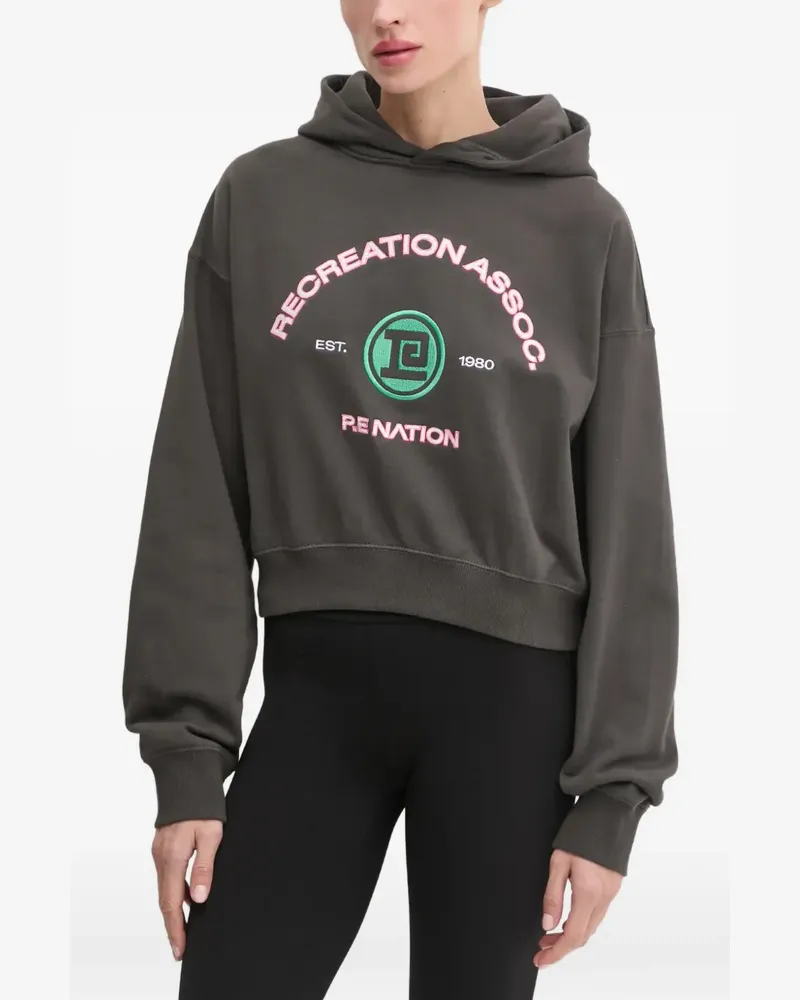 P.E. NATION Cresent logo-embroidered cropped hoodie - Grau Grau