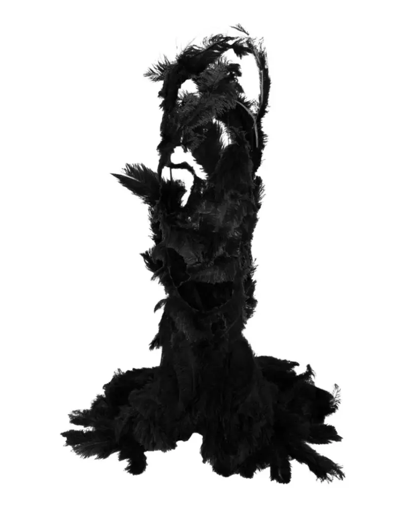 ATTICO feather-details long dress - Schwarz Schwarz