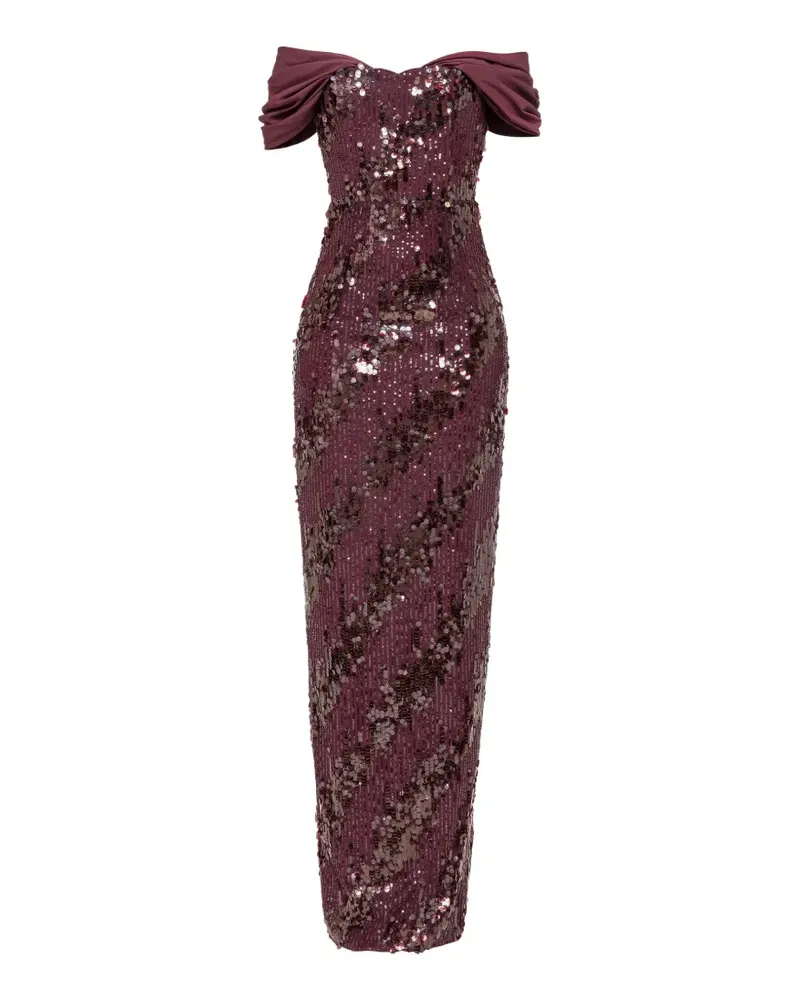NISSA off-shoulder sequin maxi dress - Rot Rot