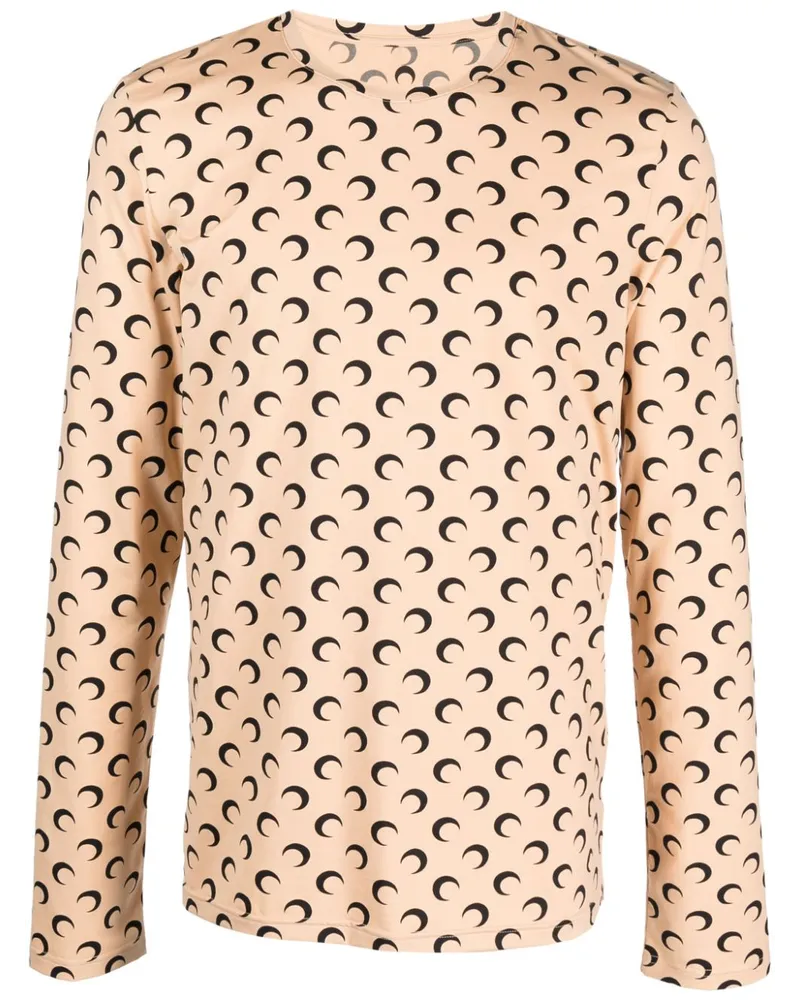 Marine Serre Langarmshirt mit Sichelmond-Print Nude