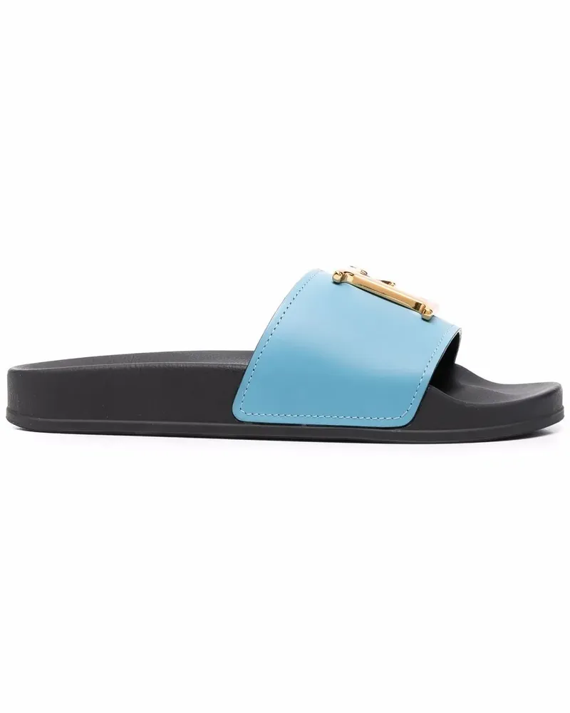 Dsquared2 Pantoletten mit Logo-Schild - Blau Blau