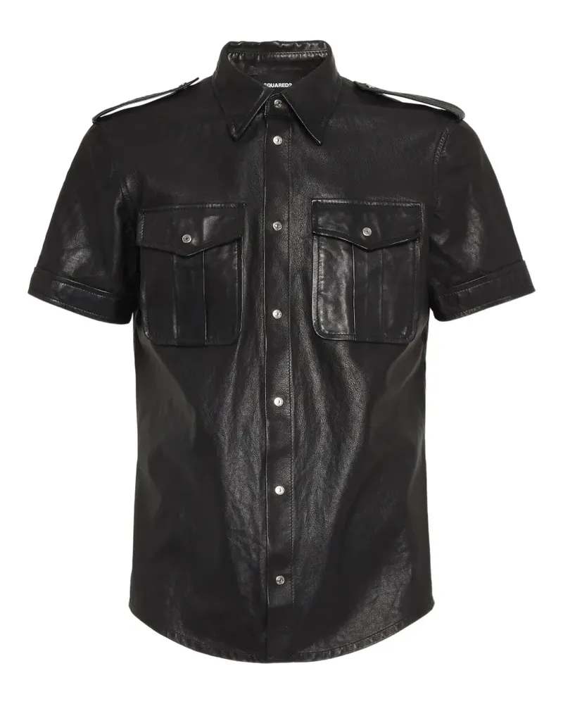 Dsquared2 Hemd aus Leder - Schwarz Schwarz