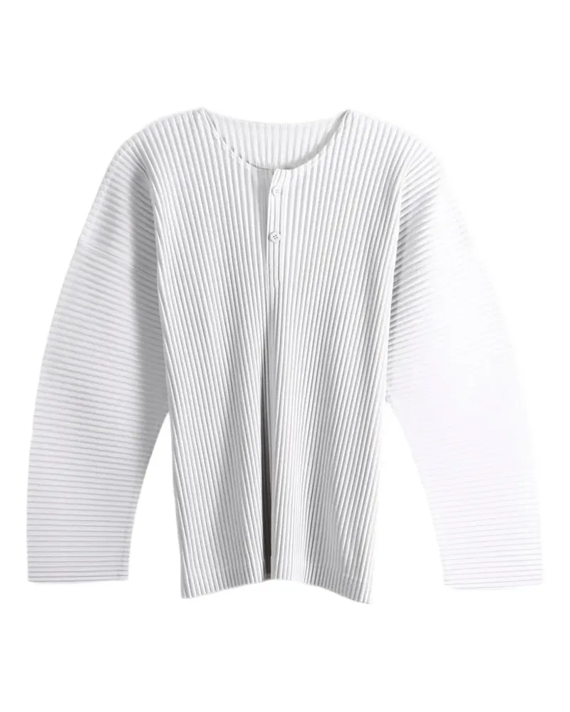 Issey Miyake Henley-T-Shirt mit Plissee-Effekt - Grau Grau