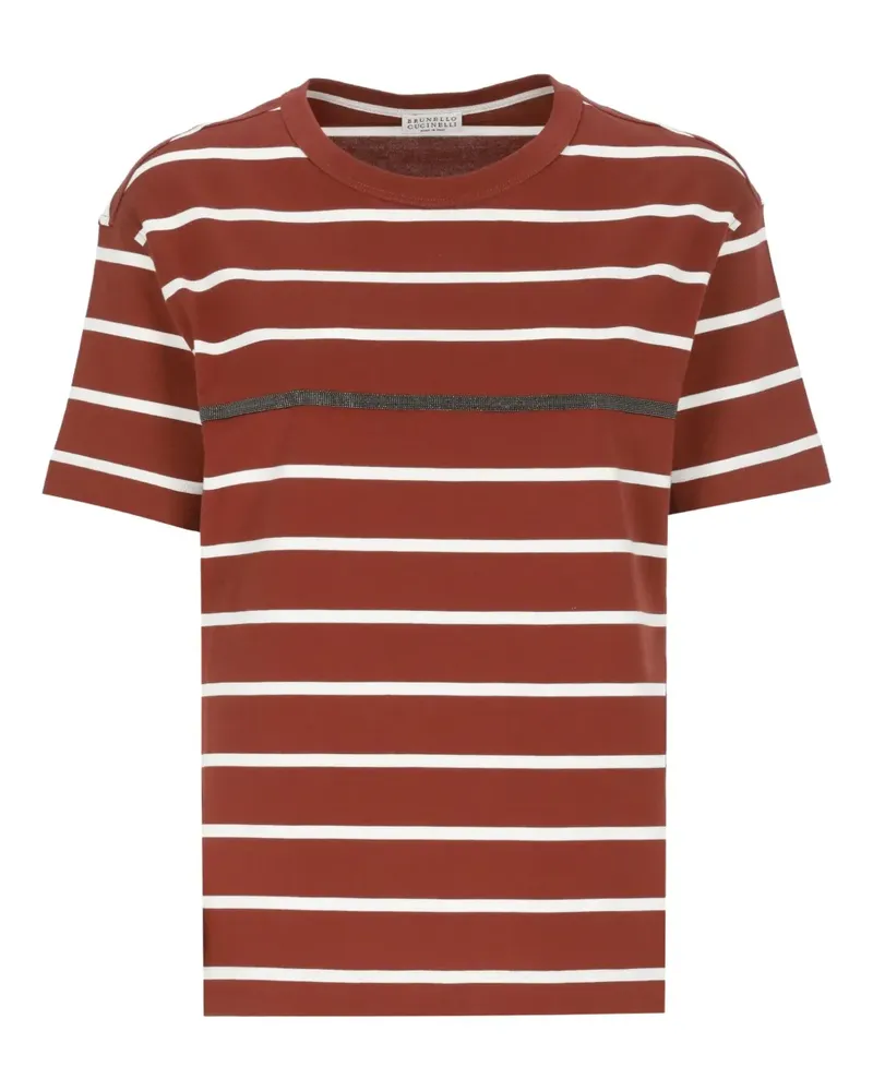 Brunello Cucinelli Gestreiftes T-Shirt - Rot Rot