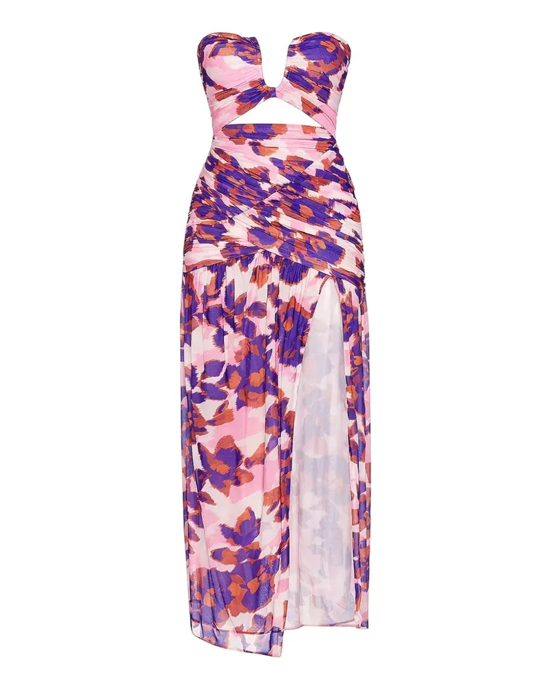 NICHOLAS cutout floral print midi dress - Rosa Rosa