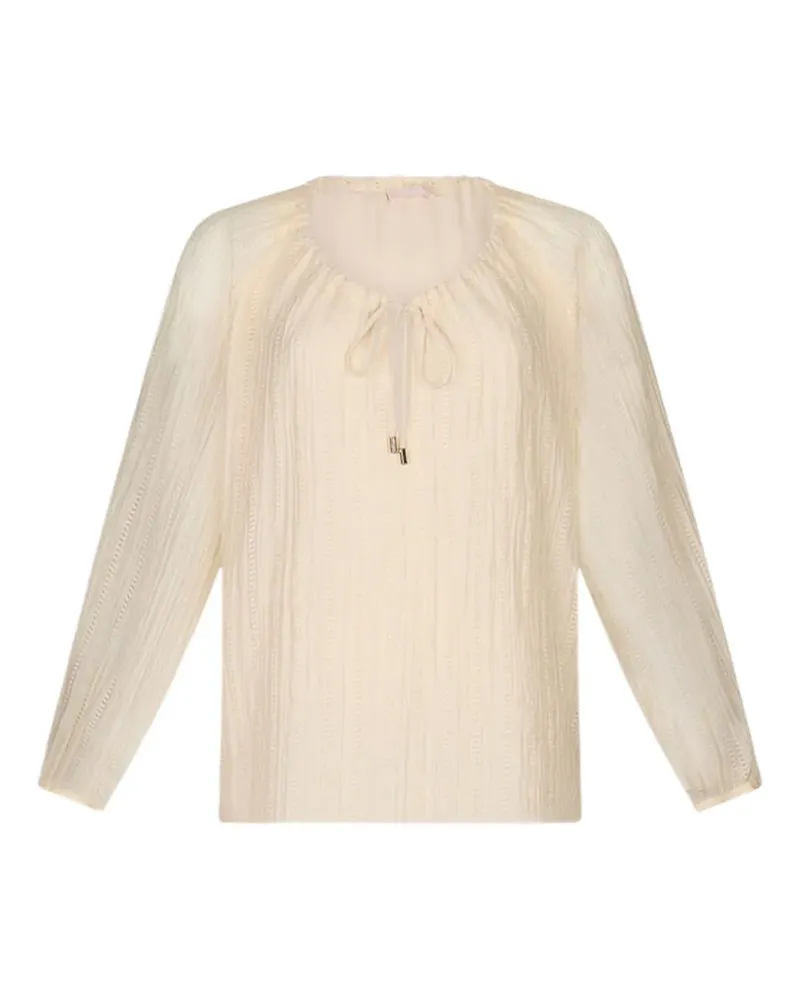 Liu Jo sheer vertical-stripe blouse - Nude Nude