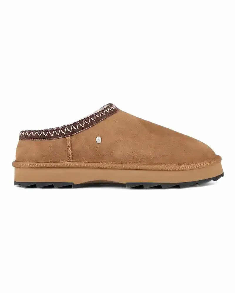 EMU Flache Sharky Scuff Mules mit Stickerei - Braun Braun