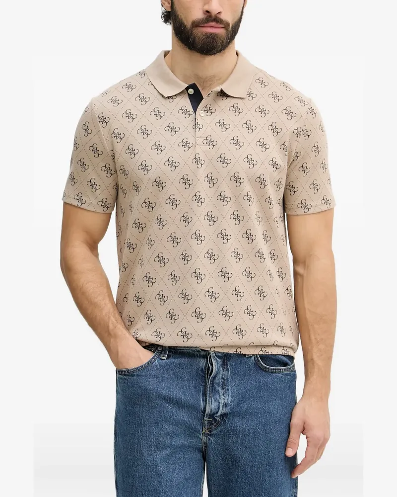Guess monogram-print polo shirt - Nude Nude