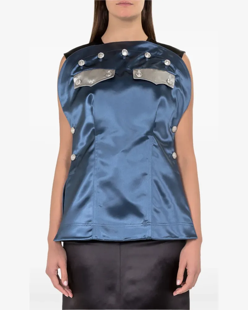 Calvin Klein Klassische Satinbluse - Blau Blau