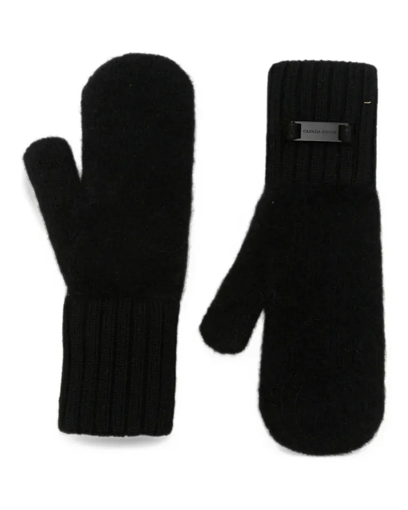 Canada Goose Gerippte Handschuhe mit Logo-Schild - Schwarz Schwarz