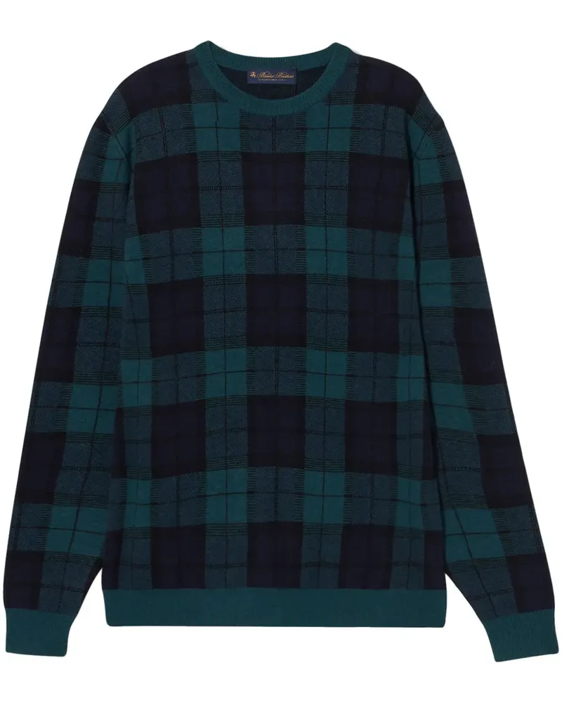 Brooks Brothers Lammwollpullover mit Schottenkaro - Blau Blau