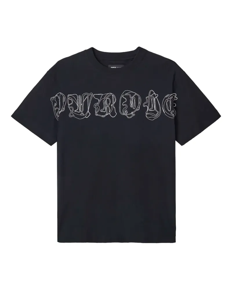 PURPLE BRAND T-Shirt mit Logo-Stickerei - Schwarz Schwarz