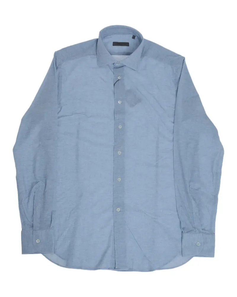 Corneliani French-collar washed-effect shirt - Blau Blau